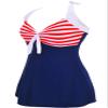 Womens Plus Size One Piece Swimsuit Halter Push Up Swimdress Cover up Bathing Suit Sailor Swimwear view 2
