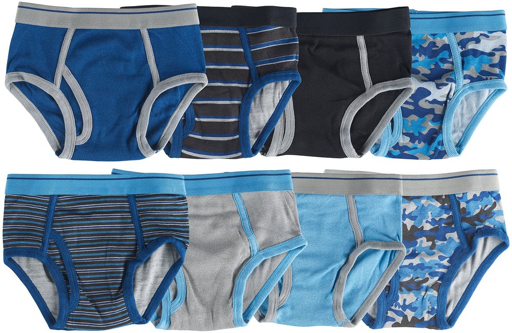 Trimfit Boys Tagless Briefs, 8 Pack Boys Cotton Briefs, Blue/Grey, X-Small