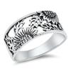 Sterling Silver Women's Sunflower Ring Flower 925 Wide Band 14mm Size 11 view 1