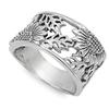 Sterling Silver Women's Sunflower Ring Flower 925 Wide Band 14mm Size 11 view 2