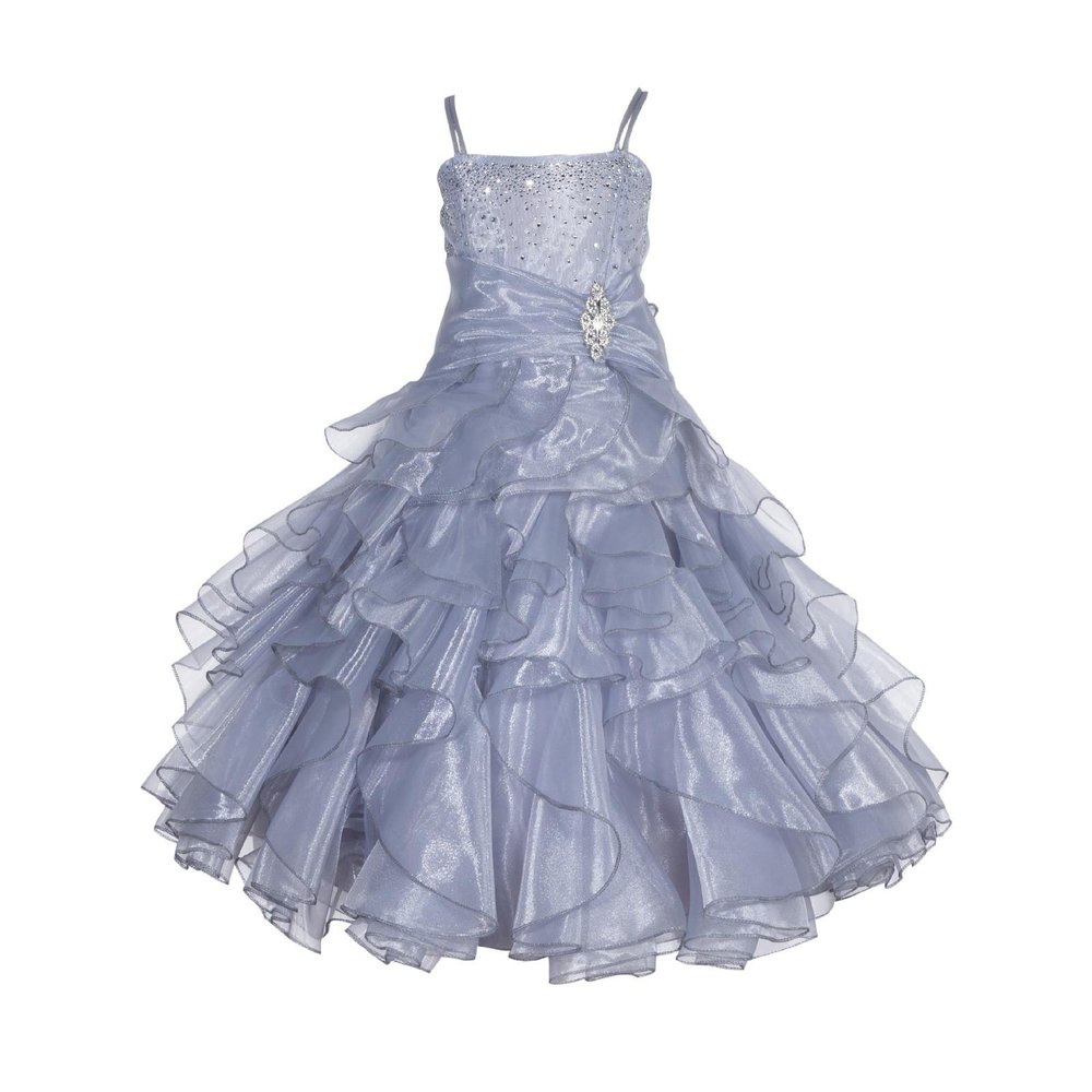 ekidsbridal Elegant Stunning Rhinestone Organza Pleated Ruffled Flower Girl Dress 164s 10