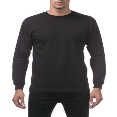 Pro Club Men's Comfort Cotton Long Sleeve T-Shirt, Black, Small