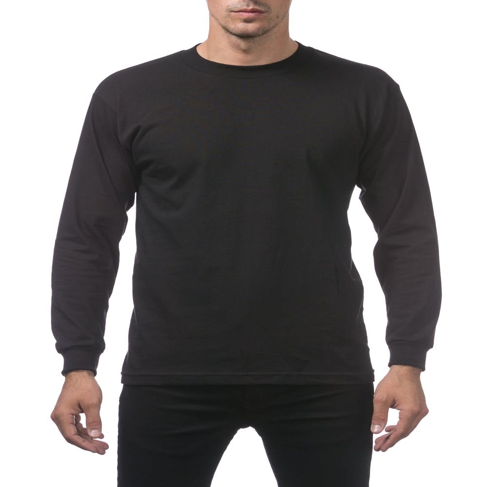 Pro Club Men's Comfort Cotton Long Sleeve T-Shirt, Black, Small