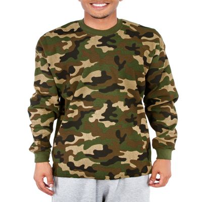 Pro Club Men's Heavyweight Cotton Long Sleeve Thermal Top, 2X-Large, Green Camo