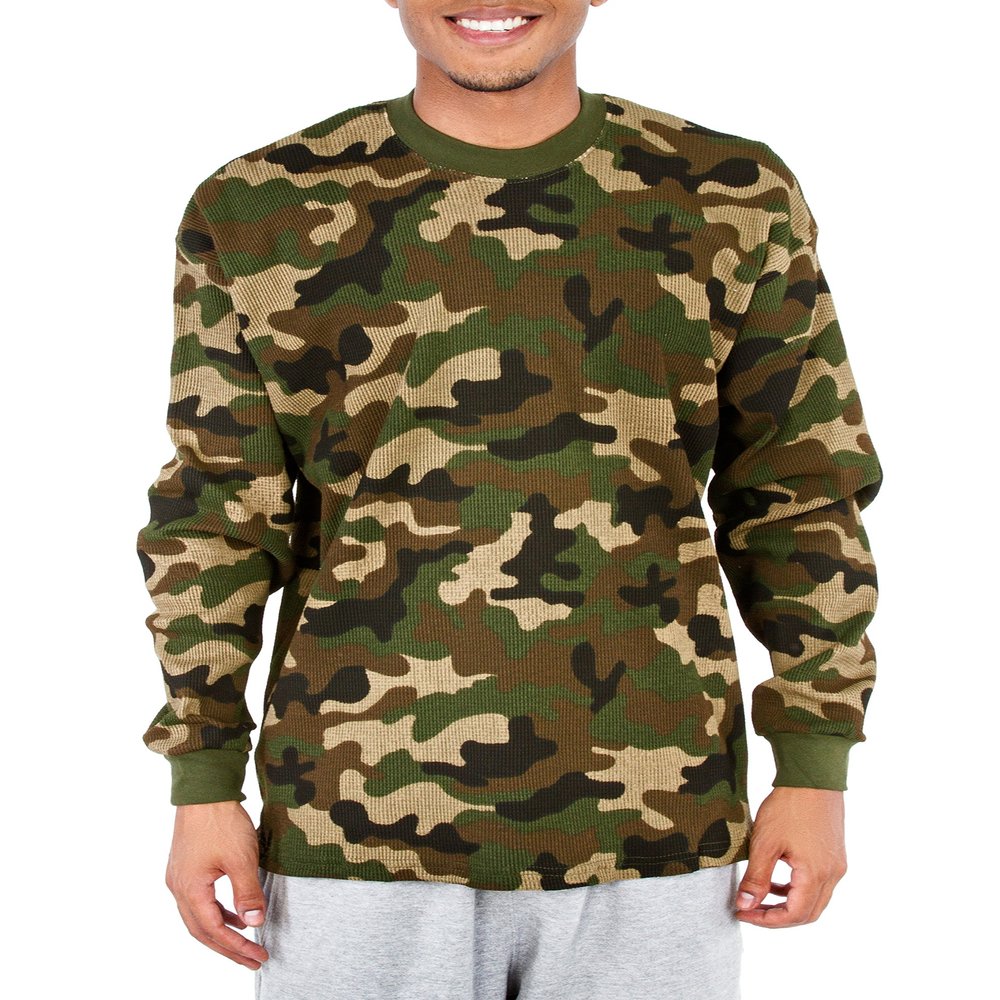Pro Club Men's Heavyweight Cotton Long Sleeve Thermal Top, 2X-Large, Green Camo
