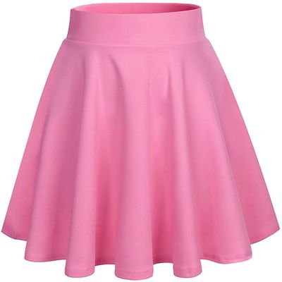 DRESSTELLS Women's Casual Mini Skater Skirts, 2025 Stretchy High Waist Aline Girls Skirt Flowy Short Plus Size Spring Easter Skorts Coral 2XL