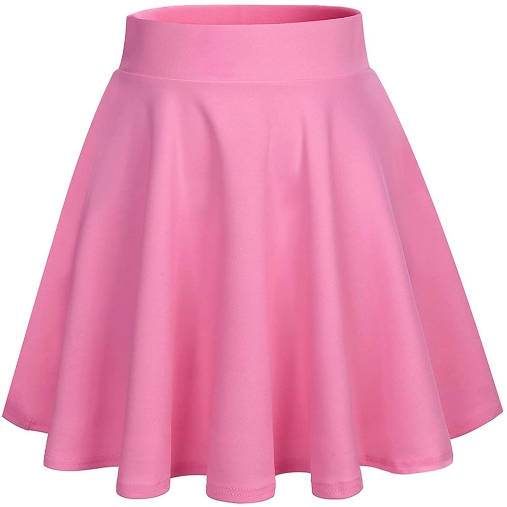 DRESSTELLS Women's Casual Mini Skater Skirts, 2025 Stretchy High Waist Aline Girls Skirt Flowy Short Plus Size Spring Easter Skorts Coral 2XL