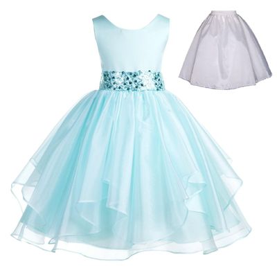 ekidsbridal Wedding Ruffles Organza Flower Girl Dress Sequin Toddler Pageant Free Petticoat 012s