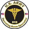 US Army MOS 91D Operating Room Specialist 3.8 Inch Decal view 1