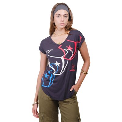 Ultra Game NFL Official Women's Super Soft Modal Vintage V-Neck T-Shirt, Houston Texans, Charcoal, Small