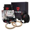 VIA Fortis Premium Wooden Gym Rings with Straps, Bag & Workout Guide - Gym Rings for Calisthenics & Crossfit in Competition Design - Extra Wide Straps with Markings view 1