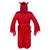 Men's Red Devil Angular Hooded Robe Tunic Halloween Easter Party Cosplay Costume With Devil Pitchfork, Demon Eye Patch view 2