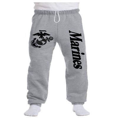 Lucky Ride USMC Marines Sweatpants US Marine Clothing Sweat Pants, Grey, Large