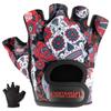 Contraband Pink Label 5237 Womens Designer Workout Gloves | Sugar Skull Print w/Grip-Lock Padding (Red, X-Small) view 1