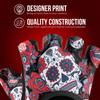 Contraband Pink Label 5237 Womens Designer Workout Gloves | Sugar Skull Print w/Grip-Lock Padding (Red, X-Small) view 4