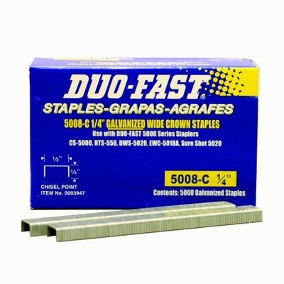 Duo Fast 5008C 20 Gauge Galvanized Staple 1/2-Inch Crown x 1/4-Inch Length, 5000 Pack, Model: 1015276, Outdoor/Garden Store, Repair & Hardware