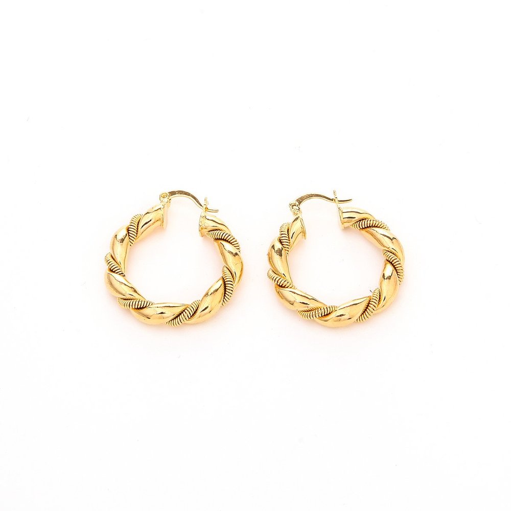 24K Gold-Bonded Twist Round Hoop Earring for Women
