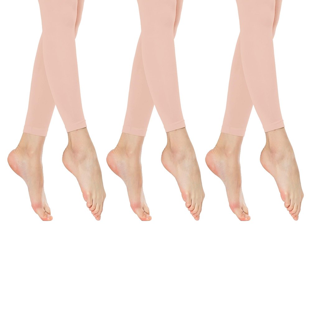 FR DUVAL Pack of 3 Pink Footless Tights for Women made form Spandex and Nylon Breathable Fabric - 60 denier ballet tights for girls - Ideal for Rehearsal, Ballroom Dance, Jazz Dance and Training