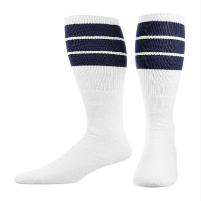 TCK Retro 3 Stripe Tube Socks (Navy, Medium)