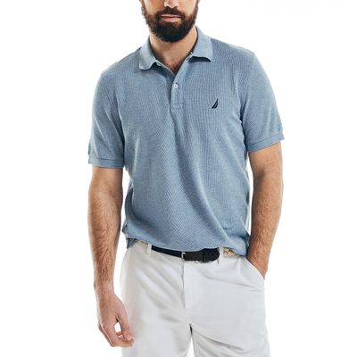 Nautica Men's Stainably Crafted Classic Fit Performance Deck Polo, Deep Anchor Heather, Small