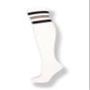 NEON NATION Unisex White Knee High Team Tube Socks with Various Colored Stripes (White with Navy & Gray Stripes) view 1