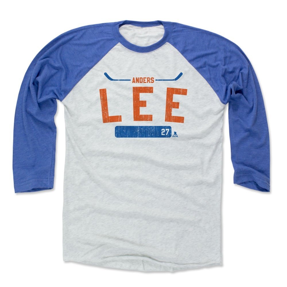 500 LEVEL Anders Lee Tee Shirt (Baseball Tee, XXX-Large, Royal/Ash) - New York Raglan Tee - Anders Lee Athletic O