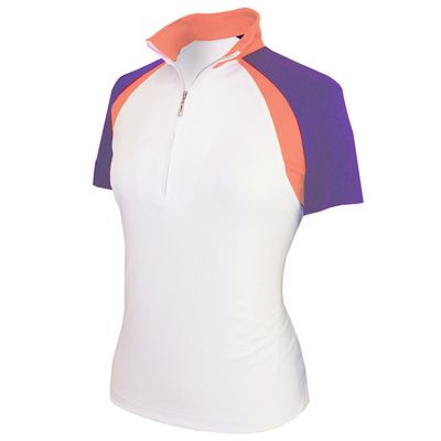 Monterey Club Women's Rally Sunday Sport Zip Top #2356 (White/Royal Lilac, Small)