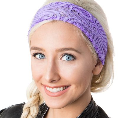 Hipsy Adjustable & Stretchy Lace Xflex Wide Headbands for Women Girls & Teens (Lace Purple)
