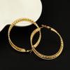 24K Gold Plated Big Round Textured Twist Overlapping Triple Hoop Earrings (D:5.6cm) view 4