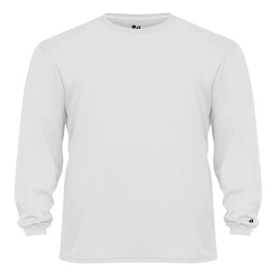 Badger Sport C2 White Youth Small Long Sleeve Wicking Tee