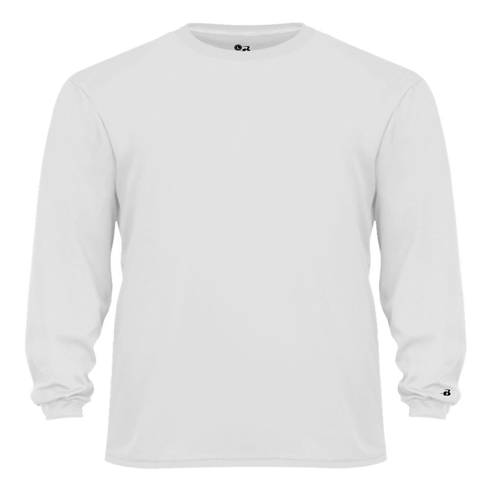Badger Sport C2 White Youth Small Long Sleeve Wicking Tee