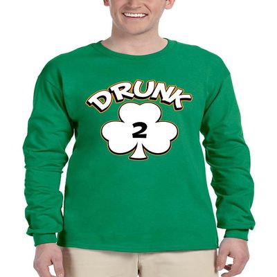 ALLNTRENDS Men's Long Sleeve Drunk 1-6 St Patrick's Day Shamrock Drunk (S, Drunk 2)