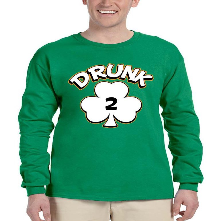 ALLNTRENDS Men's Long Sleeve Drunk 1-6 St Patrick's Day Shamrock Drunk (S, Drunk 2)
