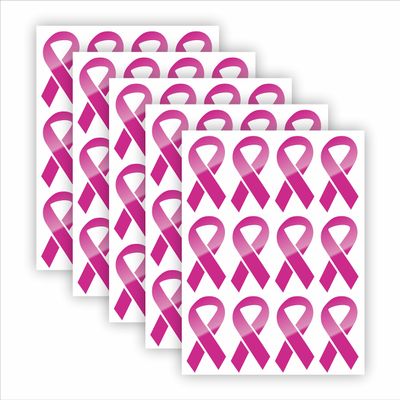Pink Ribbon Vinyl Decals/Stickers/Bulk Labels Breast Cancer Awareness - Die Cut No Background  (60)