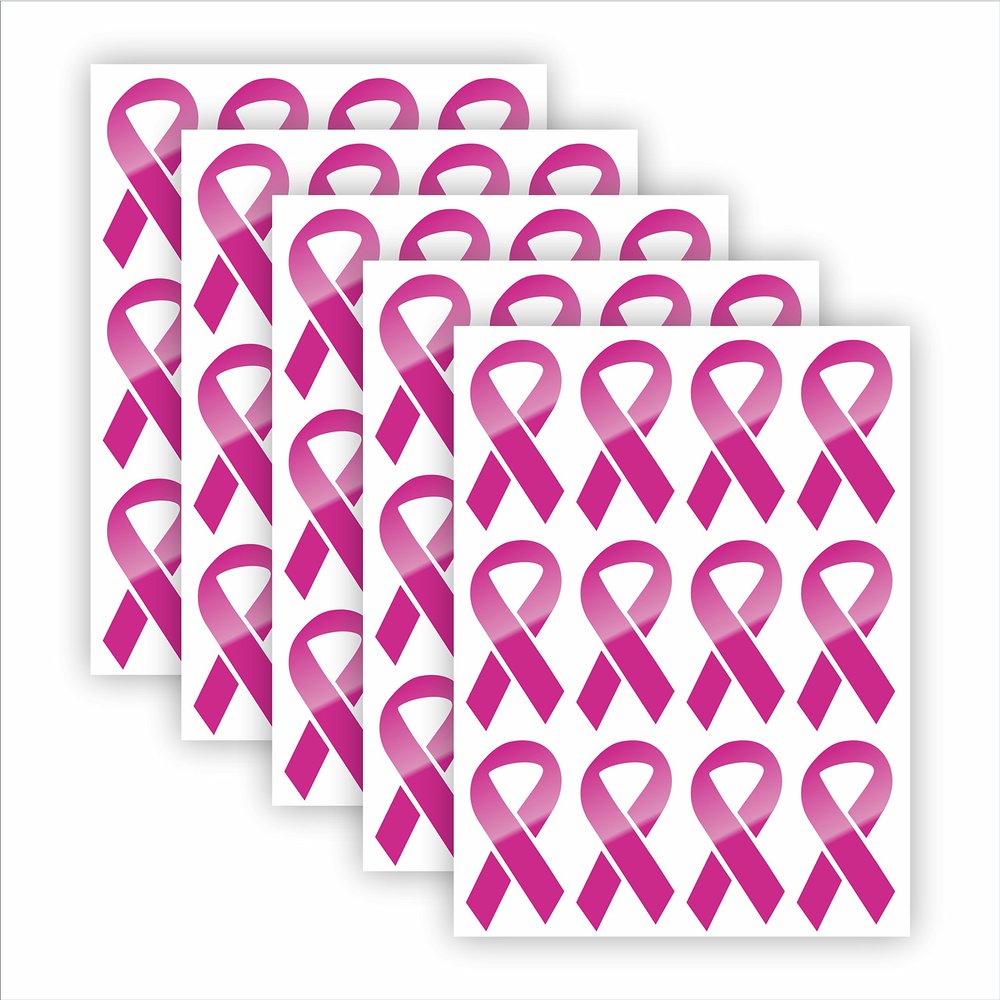Pink Ribbon Vinyl Decals/Stickers/Bulk Labels Breast Cancer Awareness - Die Cut No Background (60)