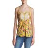 Taylor and Sage Women's Mix Print Lace Trim Tank with Tassel, Tropical Honey, Medium view 1