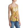 Taylor and Sage Women's Mix Print Lace Trim Tank with Tassel, Tropical Honey, Medium view 3
