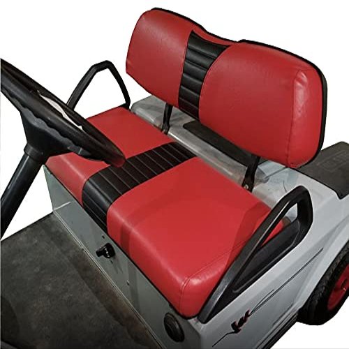 Club Car DS "STAPLE ON" Golf Cart Seat Cover With Matching Rear Facing Seat Cover (1 Stripe) Choose From 30 Colors, Custom Golf Cart Seat Covers, Handmade-Golf-Cart-Seat-Covers, Up To Par Covers