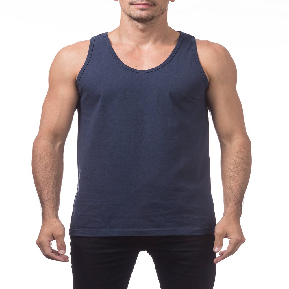 Pro Club Mens Heavyweight Cotton Tank Top Outerwear, Navy, Small