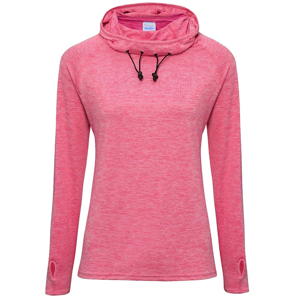 Awdis Just Cool Womens/Ladies Girlie Cowl Neck Baselayer Top (L) (Electric Pink Melange)