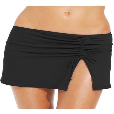 Labelar Womens Skirted Bikini Bottom Solid Sarong Ruffled Swim Skirt Plus Size Swimwear Swimming Wrap Beachwear Black