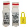 Awesome and Beyond Talking Socks It's Quiet Time Not Talkie Time Adult Socks & Smiles Bag-Gift Set (9-11, Grey/Red) view 1