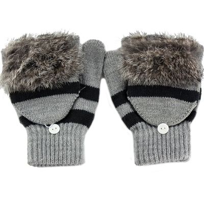 LerBen Women Winter Gloves Wool Fingerless Texting Gloves with Mitten Cover