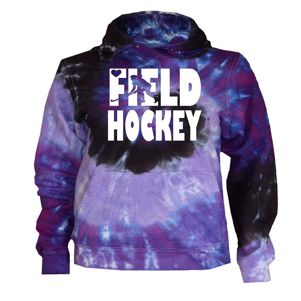 JANT girl Field Hockey Tie Dye Sweatshirt - Stacked White Logo (Purple Twist, L)