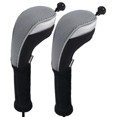 Andux 2pcs/Pack Long Neck Golf Hybrid Club Head Covers Interchangeable No. Tag CTMT-02 Grey