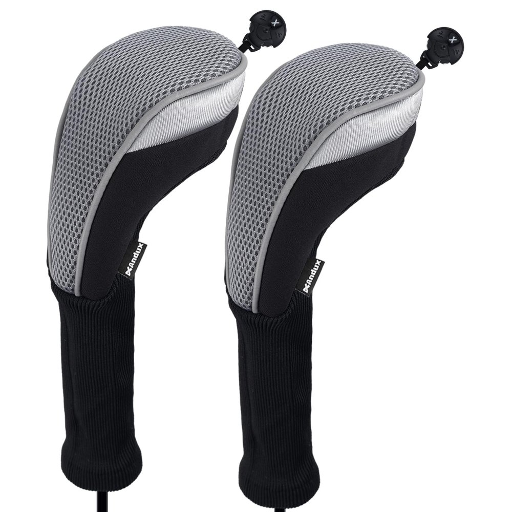 Andux 2pcs/Pack Long Neck Golf Hybrid Club Head Covers Interchangeable No. Tag CTMT-02 Grey