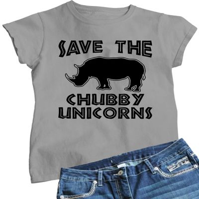 Go All Out XX-Large Athletic Heather Womens Save The Chubby Unicorns Funny Rhino T-Shirt
