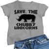 Go All Out XX-Large Athletic Heather Womens Save The Chubby Unicorns Funny Rhino T-Shirt view 1