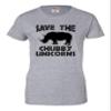 Go All Out XX-Large Athletic Heather Womens Save The Chubby Unicorns Funny Rhino T-Shirt view 3