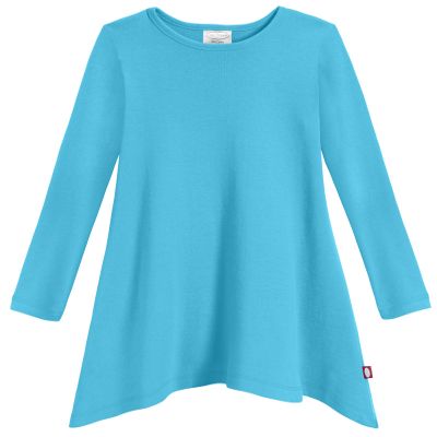 City Threads Sharkbite Shark Bite Girls Long Sleeve Tshirt Dress - Casual Everyday Cute Top Tunic Blouse Soft Natural Cotton Perfect for Sensitive Skin SPD Sensory Friendly, Turquoise, 8
